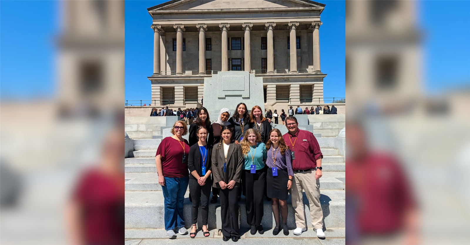 AHS Model UN poses in front of the Tennessee Capitol
